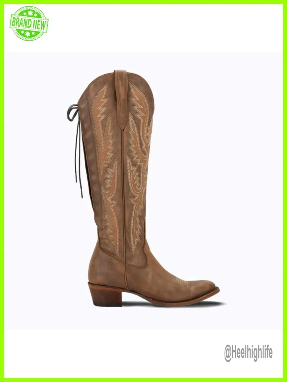 Over the Knee Cowboy Boots with Adjustable Corset Side Zipper Pointed Toe